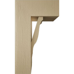 Ekena Millwork - BKTUR0756X18X30FST05RCPR - Timberthane Faux Wood Funston Style Bracket w/ Offset Brace, Block Ends, 7 1/2"W x 18"D x 30"H, Primed Tan