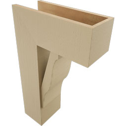 Ekena Millwork - BKTUR0756X18X30FST05RCPR - Timberthane Faux Wood Funston Style Bracket w/ Offset Brace, Block Ends, 7 1/2"W x 18"D x 30"H, Primed Tan