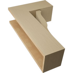 Ekena Millwork - BKTUR0756X18X30FST05RCPR - Timberthane Faux Wood Funston Style Bracket w/ Offset Brace, Block Ends, 7 1/2"W x 18"D x 30"H, Primed Tan