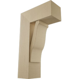 Ekena Millwork - BKTUR0756X18X30FST05RCPR - Timberthane Faux Wood Funston Style Bracket w/ Offset Brace, Block Ends, 7 1/2"W x 18"D x 30"H, Primed Tan
