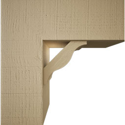 Ekena Millwork - BKTUR0756X20X20FST05RCPR - Timberthane Faux Wood Funston Style Bracket w/ Offset Brace, Block Ends, 7 1/2"W x 20"D x 20"H, Primed Tan