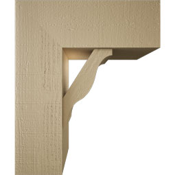 Ekena Millwork - BKTUR0756X20X24FST05RCPR - Timberthane Faux Wood Funston Style Bracket w/ Offset Brace, Block Ends, 7 1/2"W x 20"D x 24"H, Primed Tan