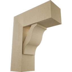 Ekena Millwork - BKTUR0756X20X24FST05RCPR - Timberthane Faux Wood Funston Style Bracket w/ Offset Brace, Block Ends, 7 1/2"W x 20"D x 24"H, Primed Tan