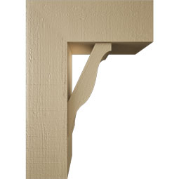 Ekena Millwork - BKTUR0756X20X28FST05RCPR - Timberthane Faux Wood Funston Style Bracket w/ Offset Brace, Block Ends, 7 1/2"W x 20"D x 28"H, Primed Tan