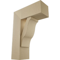 Ekena Millwork - BKTUR0756X20X28FST05RCPR - Timberthane Faux Wood Funston Style Bracket w/ Offset Brace, Block Ends, 7 1/2"W x 20"D x 28"H, Primed Tan