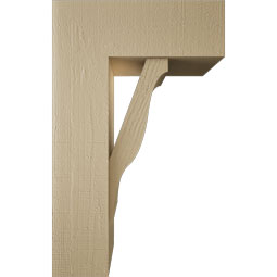 Ekena Millwork - BKTUR0756X20X32FST05RCPR - Timberthane Faux Wood Funston Style Bracket w/ Offset Brace, Block Ends, 7 1/2"W x 20"D x 32"H, Primed Tan