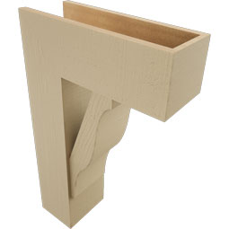 Ekena Millwork - BKTUR0756X20X32FST05RCPR - Timberthane Faux Wood Funston Style Bracket w/ Offset Brace, Block Ends, 7 1/2"W x 20"D x 32"H, Primed Tan