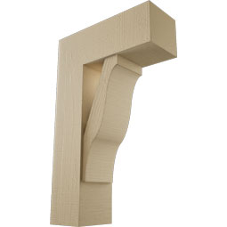 Ekena Millwork - BKTUR0756X20X32FST05RCPR - Timberthane Faux Wood Funston Style Bracket w/ Offset Brace, Block Ends, 7 1/2"W x 20"D x 32"H, Primed Tan