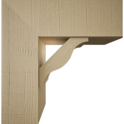 Ekena Millwork - BKTUR0756X22X22FST05RCPR - Timberthane Faux Wood Funston Style Bracket w/ Offset Brace, Block Ends, 7 1/2"W x 22"D x 22"H, Primed Tan