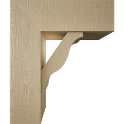 Ekena Millwork - BKTUR0756X22X26FST05RCPR - Timberthane Faux Wood Funston Style Bracket w/ Offset Brace, Block Ends, 7 1/2"W x 22"D x 26"H, Primed Tan