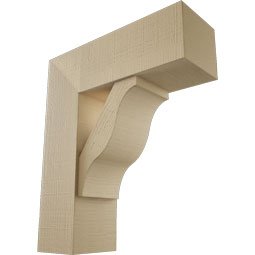 Ekena Millwork - BKTUR0756X22X26FST05RCPR - Timberthane Faux Wood Funston Style Bracket w/ Offset Brace, Block Ends, 7 1/2"W x 22"D x 26"H, Primed Tan