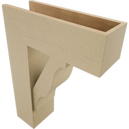 Ekena Millwork - BKTUR0756X22X30FST05RCPR - Timberthane Faux Wood Funston Style Bracket w/ Offset Brace, Block Ends, 7 1/2"W x 22"D x 30"H, Primed Tan
