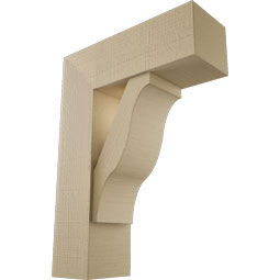 Ekena Millwork - BKTUR0756X22X30FST05RCPR - Timberthane Faux Wood Funston Style Bracket w/ Offset Brace, Block Ends, 7 1/2"W x 22"D x 30"H, Primed Tan