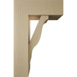 Ekena Millwork - BKTUR0756X22X34FST05RCPR - Timberthane Faux Wood Funston Style Bracket w/ Offset Brace, Block Ends, 7 1/2"W x 22"D x 34"H, Primed Tan