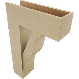 Ekena Millwork - BKTUR0756X22X34FST05RCPR - Timberthane Faux Wood Funston Style Bracket w/ Offset Brace, Block Ends, 7 1/2"W x 22"D x 34"H, Primed Tan