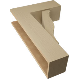 Ekena Millwork - BKTUR0756X22X34FST05RCPR - Timberthane Faux Wood Funston Style Bracket w/ Offset Brace, Block Ends, 7 1/2"W x 22"D x 34"H, Primed Tan