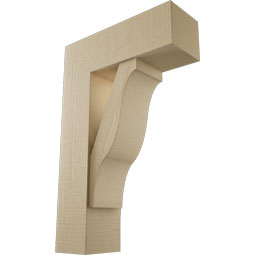Ekena Millwork - BKTUR0756X22X34FST05RCPR - Timberthane Faux Wood Funston Style Bracket w/ Offset Brace, Block Ends, 7 1/2"W x 22"D x 34"H, Primed Tan