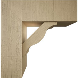 Ekena Millwork - BKTUR0756X24X24FST05RCPR - Timberthane Faux Wood Funston Style Bracket w/ Offset Brace, Block Ends, 7 1/2"W x 24"D x 24"H, Primed Tan