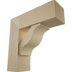 Ekena Millwork - BKTUR0756X24X24FST05RCPR - Timberthane Faux Wood Funston Style Bracket w/ Offset Brace, Block Ends, 7 1/2"W x 24"D x 24"H, Primed Tan