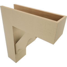 Ekena Millwork - BKTUR0756X24X28FST05RCPR - Timberthane Faux Wood Funston Style Bracket w/ Offset Brace, Block Ends, 7 1/2"W x 24"D x 28"H, Primed Tan
