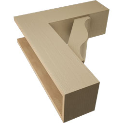 Ekena Millwork - BKTUR0756X24X28FST05RCPR - Timberthane Faux Wood Funston Style Bracket w/ Offset Brace, Block Ends, 7 1/2"W x 24"D x 28"H, Primed Tan