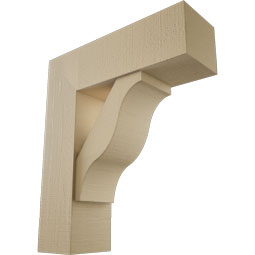 Ekena Millwork - BKTUR0756X24X28FST05RCPR - Timberthane Faux Wood Funston Style Bracket w/ Offset Brace, Block Ends, 7 1/2"W x 24"D x 28"H, Primed Tan