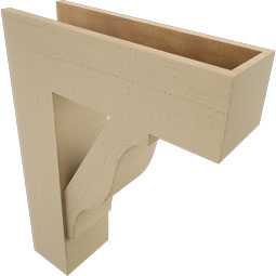 Ekena Millwork - BKTUR0756X24X32FST05RCPR - Timberthane Faux Wood Funston Style Bracket w/ Offset Brace, Block Ends, 7 1/2"W x 24"D x 32"H, Primed Tan