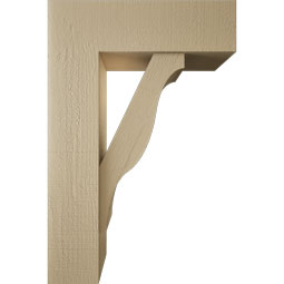 Ekena Millwork - BKTUR0756X24X36FST05RCPR - Timberthane Faux Wood Funston Style Bracket w/ Offset Brace, Block Ends, 7 1/2"W x 24"D x 36"H, Primed Tan