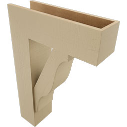 Ekena Millwork - BKTUR0756X24X36FST05RCPR - Timberthane Faux Wood Funston Style Bracket w/ Offset Brace, Block Ends, 7 1/2"W x 24"D x 36"H, Primed Tan