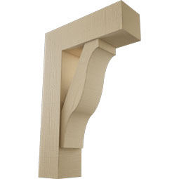 Ekena Millwork - BKTUR0756X24X36FST05RCPR - Timberthane Faux Wood Funston Style Bracket w/ Offset Brace, Block Ends, 7 1/2"W x 24"D x 36"H, Primed Tan