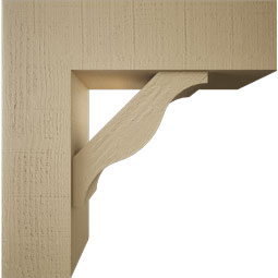 Ekena Millwork - BKTUR0756X26X26FST05RCPR - Timberthane Faux Wood Funston Style Bracket w/ Offset Brace, Block Ends, 7 1/2"W x 26"D x 26"H, Primed Tan
