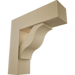 Ekena Millwork - BKTUR0756X26X26FST05RCPR - Timberthane Faux Wood Funston Style Bracket w/ Offset Brace, Block Ends, 7 1/2"W x 26"D x 26"H, Primed Tan