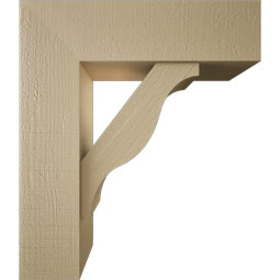 Ekena Millwork - BKTUR0756X26X30FST05RCPR - Timberthane Faux Wood Funston Style Bracket w/ Offset Brace, Block Ends, 7 1/2"W x 26"D x 30"H, Primed Tan