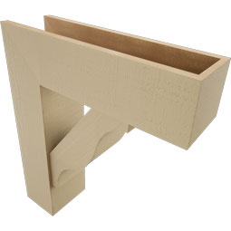Ekena Millwork - BKTUR0756X26X30FST05RCPR - Timberthane Faux Wood Funston Style Bracket w/ Offset Brace, Block Ends, 7 1/2"W x 26"D x 30"H, Primed Tan