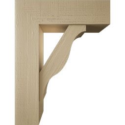 Ekena Millwork - BKTUR0756X26X34FST05RCPR - Timberthane Faux Wood Funston Style Bracket w/ Offset Brace, Block Ends, 7 1/2"W x 26"D x 34"H, Primed Tan