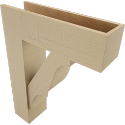 Ekena Millwork - BKTUR0756X26X34FST05RCPR - Timberthane Faux Wood Funston Style Bracket w/ Offset Brace, Block Ends, 7 1/2"W x 26"D x 34"H, Primed Tan