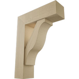 Ekena Millwork - BKTUR0756X26X34FST05RCPR - Timberthane Faux Wood Funston Style Bracket w/ Offset Brace, Block Ends, 7 1/2"W x 26"D x 34"H, Primed Tan
