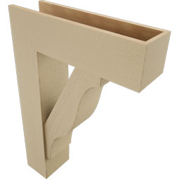 Ekena Millwork - BKTUR0756X26X38FST05RCPR - Timberthane Faux Wood Funston Style Bracket w/ Offset Brace, Block Ends, 7 1/2"W x 26"D x 38"H, Primed Tan