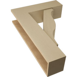 Ekena Millwork - BKTUR0756X26X38FST05RCPR - Timberthane Faux Wood Funston Style Bracket w/ Offset Brace, Block Ends, 7 1/2"W x 26"D x 38"H, Primed Tan