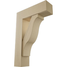 Ekena Millwork - BKTUR0756X26X38FST05RCPR - Timberthane Faux Wood Funston Style Bracket w/ Offset Brace, Block Ends, 7 1/2"W x 26"D x 38"H, Primed Tan