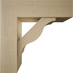 Ekena Millwork - BKTUR0756X28X28FST05RCPR - Timberthane Faux Wood Funston Style Bracket w/ Offset Brace, Block Ends, 7 1/2"W x 28"D x 28"H, Primed Tan
