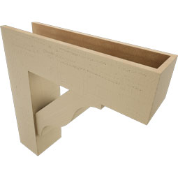 Ekena Millwork - BKTUR0756X28X28FST05RCPR - Timberthane Faux Wood Funston Style Bracket w/ Offset Brace, Block Ends, 7 1/2"W x 28"D x 28"H, Primed Tan