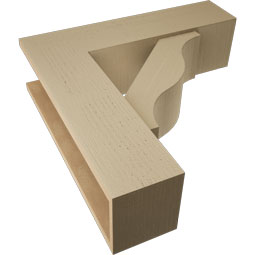 Ekena Millwork - BKTUR0756X28X28FST05RCPR - Timberthane Faux Wood Funston Style Bracket w/ Offset Brace, Block Ends, 7 1/2"W x 28"D x 28"H, Primed Tan