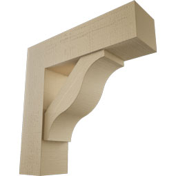 Ekena Millwork - BKTUR0756X28X28FST05RCPR - Timberthane Faux Wood Funston Style Bracket w/ Offset Brace, Block Ends, 7 1/2"W x 28"D x 28"H, Primed Tan