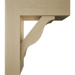 Ekena Millwork - BKTUR0756X28X32FST05RCPR - Timberthane Faux Wood Funston Style Bracket w/ Offset Brace, Block Ends, 7 1/2"W x 28"D x 32"H, Primed Tan