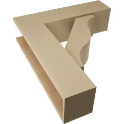 Ekena Millwork - BKTUR0756X28X32FST05RCPR - Timberthane Faux Wood Funston Style Bracket w/ Offset Brace, Block Ends, 7 1/2"W x 28"D x 32"H, Primed Tan