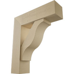 Ekena Millwork - BKTUR0756X28X32FST05RCPR - Timberthane Faux Wood Funston Style Bracket w/ Offset Brace, Block Ends, 7 1/2"W x 28"D x 32"H, Primed Tan
