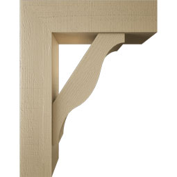Ekena Millwork - BKTUR0756X28X36FST05RCPR - Timberthane Faux Wood Funston Style Bracket w/ Offset Brace, Block Ends, 7 1/2"W x 28"D x 36"H, Primed Tan