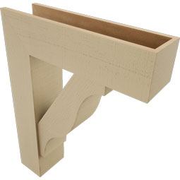 Ekena Millwork - BKTUR0756X28X36FST05RCPR - Timberthane Faux Wood Funston Style Bracket w/ Offset Brace, Block Ends, 7 1/2"W x 28"D x 36"H, Primed Tan