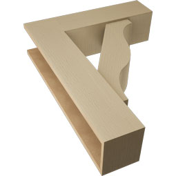 Ekena Millwork - BKTUR0756X28X36FST05RCPR - Timberthane Faux Wood Funston Style Bracket w/ Offset Brace, Block Ends, 7 1/2"W x 28"D x 36"H, Primed Tan